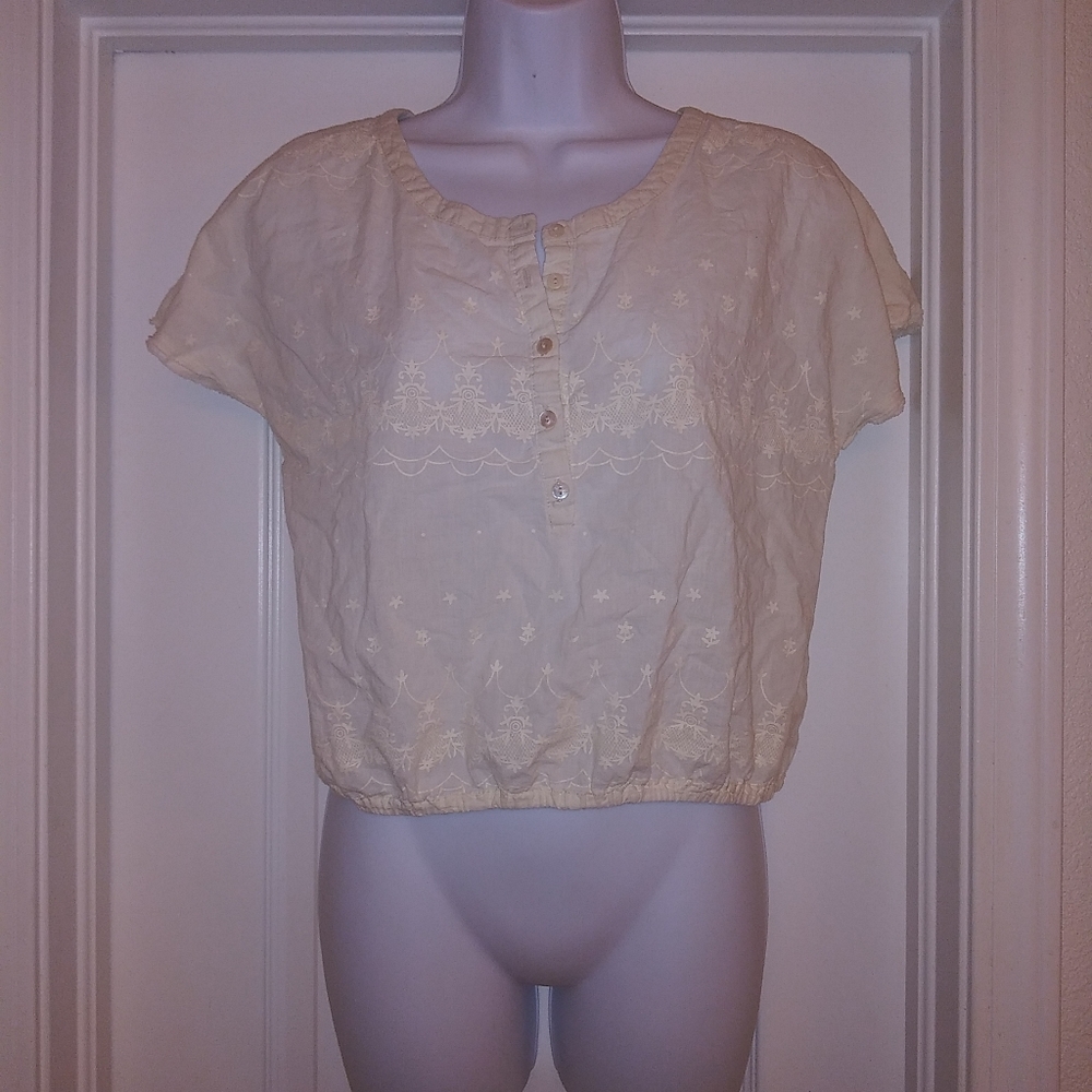 Dream Out Loud Selena Gomez Cream Embroidered Top